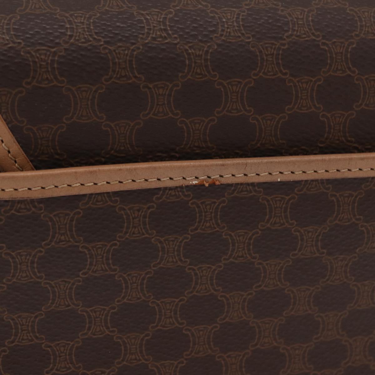 CELINE Macadam Shoulder Bag PVC Brown Gold Tone Auth mr3037A