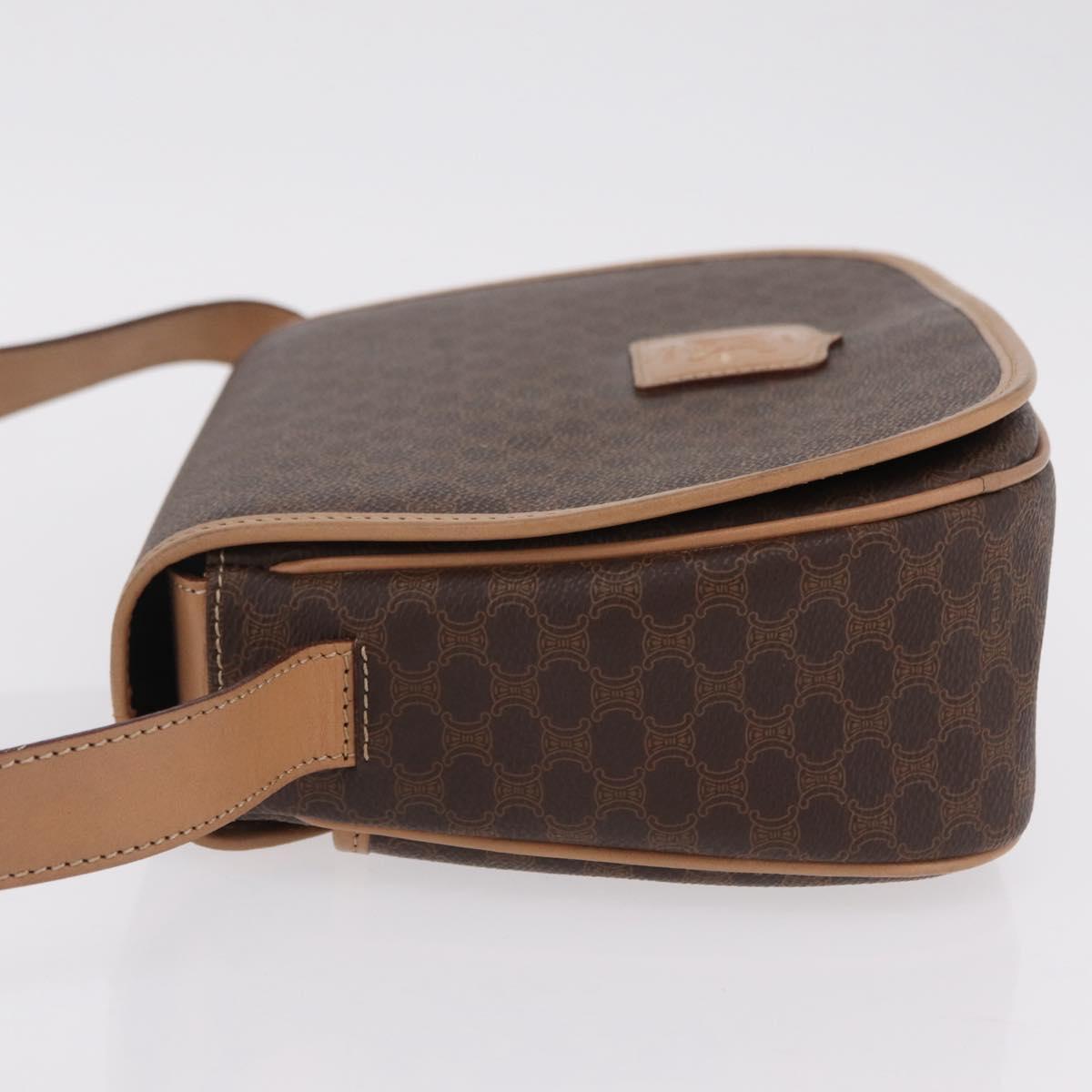 CELINE Macadam Shoulder Bag PVC Brown Gold Tone Auth mr3037A