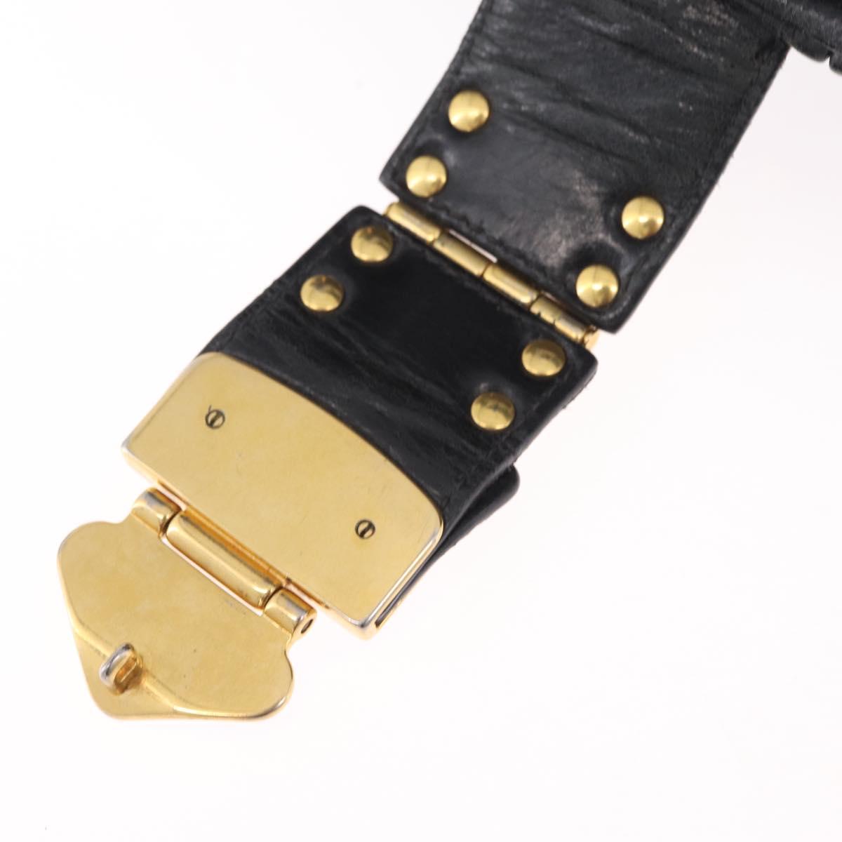 Miu Miu Hand Bag Leather Black Gold Tone Auth mr3040A
