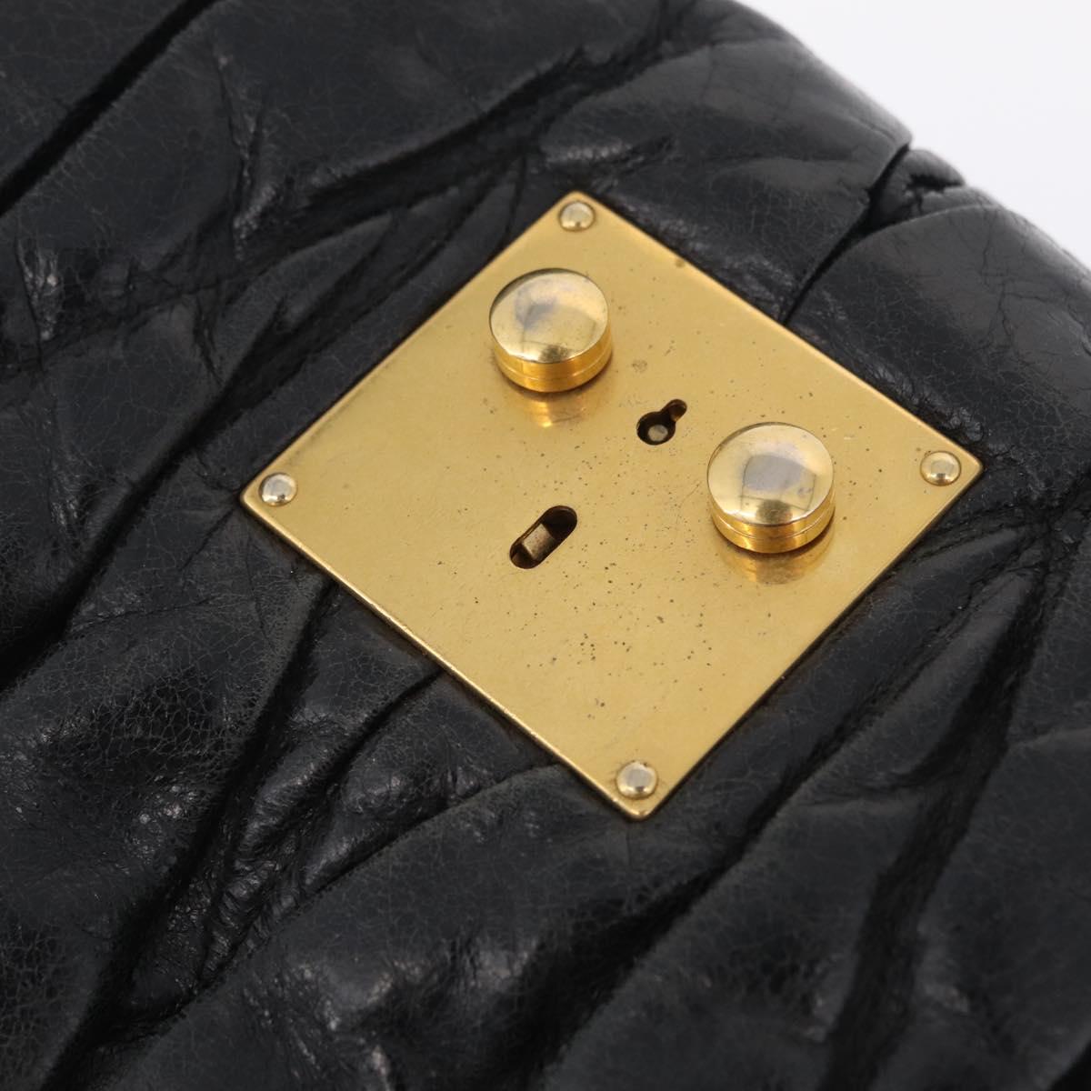 Miu Miu Hand Bag Leather Black Gold Tone Auth mr3040A