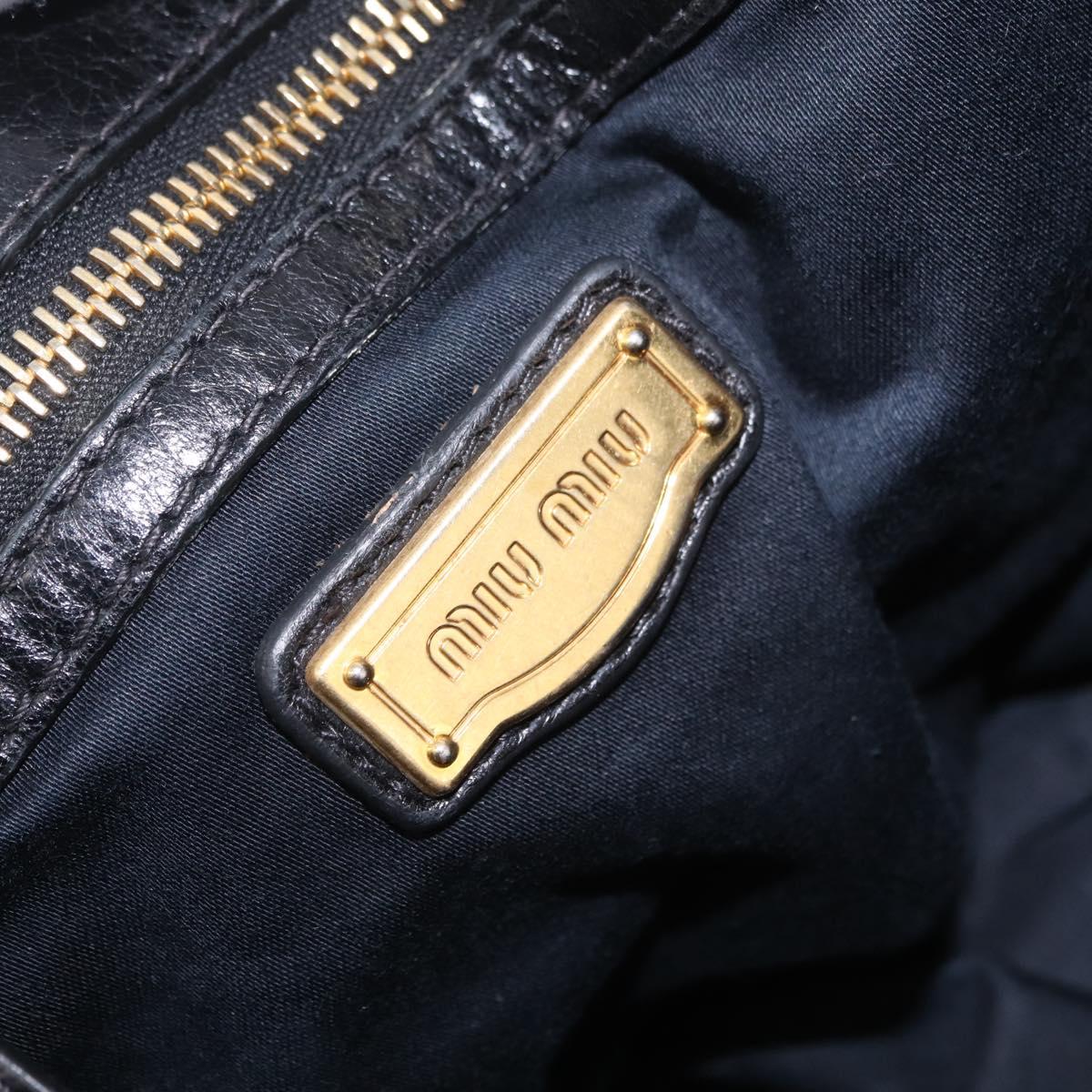 Miu Miu Hand Bag Leather Black Gold Tone Auth mr3040A