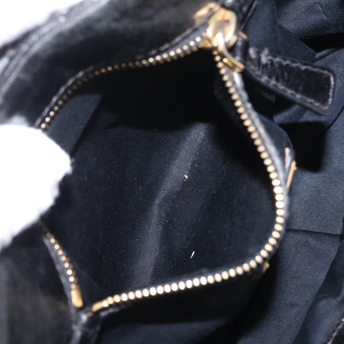 Miu Miu Hand Bag Leather Black Gold Tone Auth mr3040A