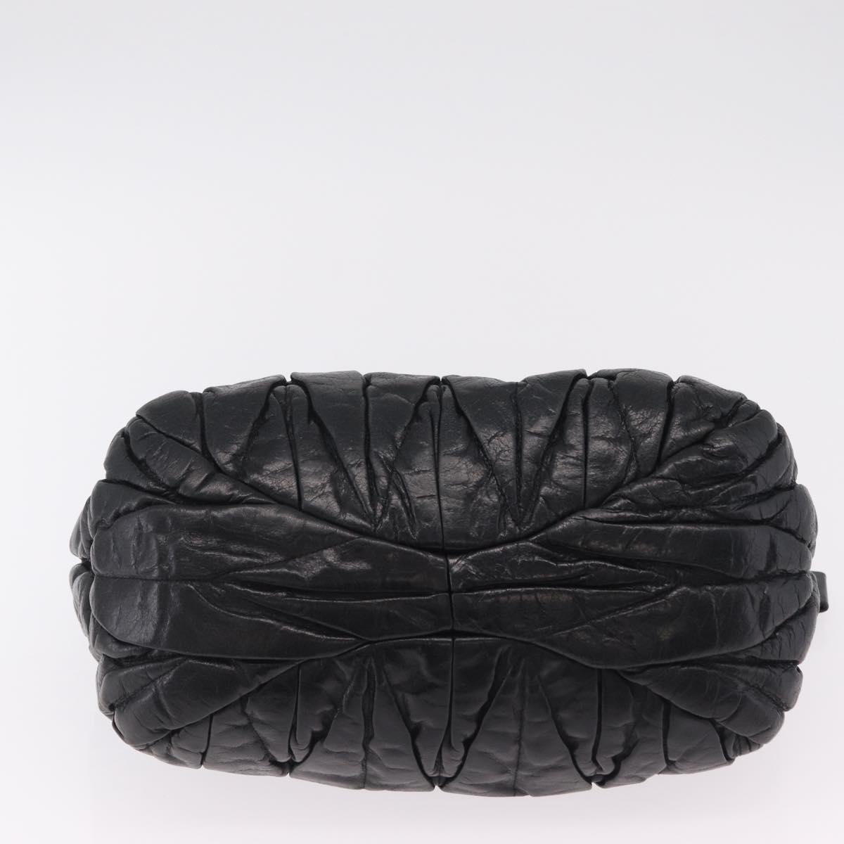 Miu Miu Hand Bag Leather Black Gold Tone Auth mr3040A