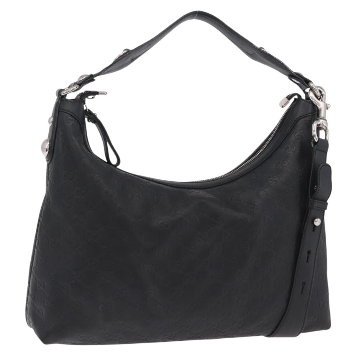 GUCCI GuccissimaGG Shoulder Bag Leather 2way Black Silver 232961 Auth mr3044A