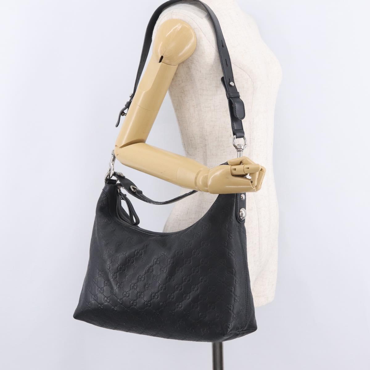 GUCCI GuccissimaGG Shoulder Bag Leather 2way Black Silver 232961 Auth mr3044A