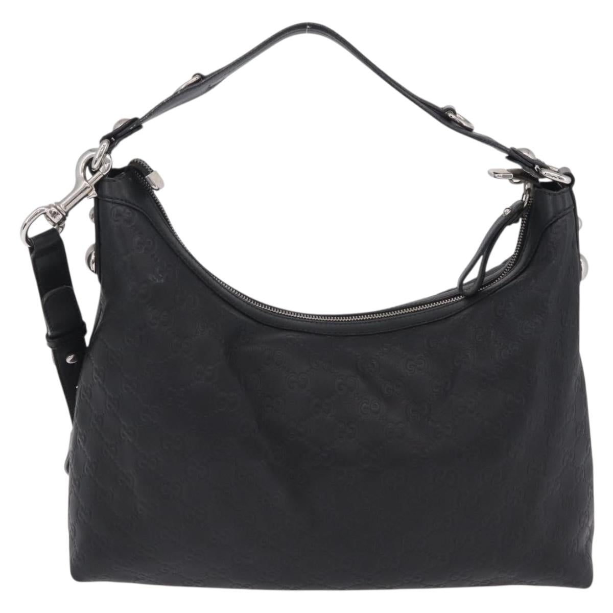 GUCCI GuccissimaGG Shoulder Bag Leather 2way Black Silver 232961 Auth mr3044A