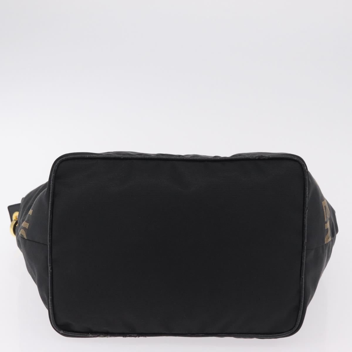 FENDI Shoulder Bag Canvas Black Gold Tone Auth mr3048A