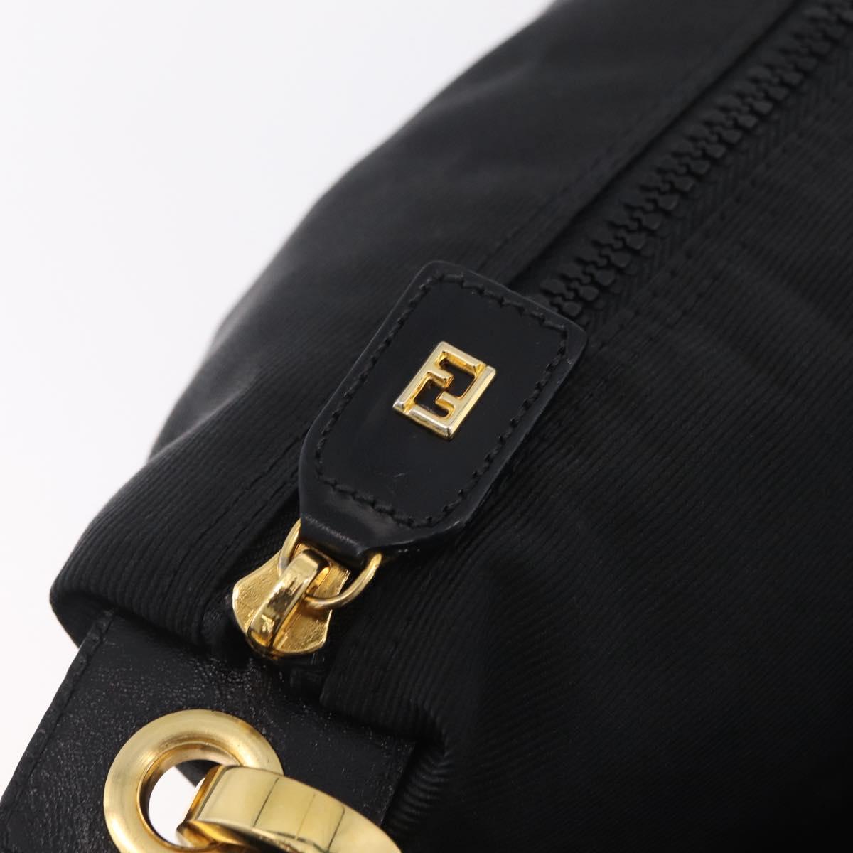 FENDI Shoulder Bag Canvas Black Gold Tone Auth mr3048A