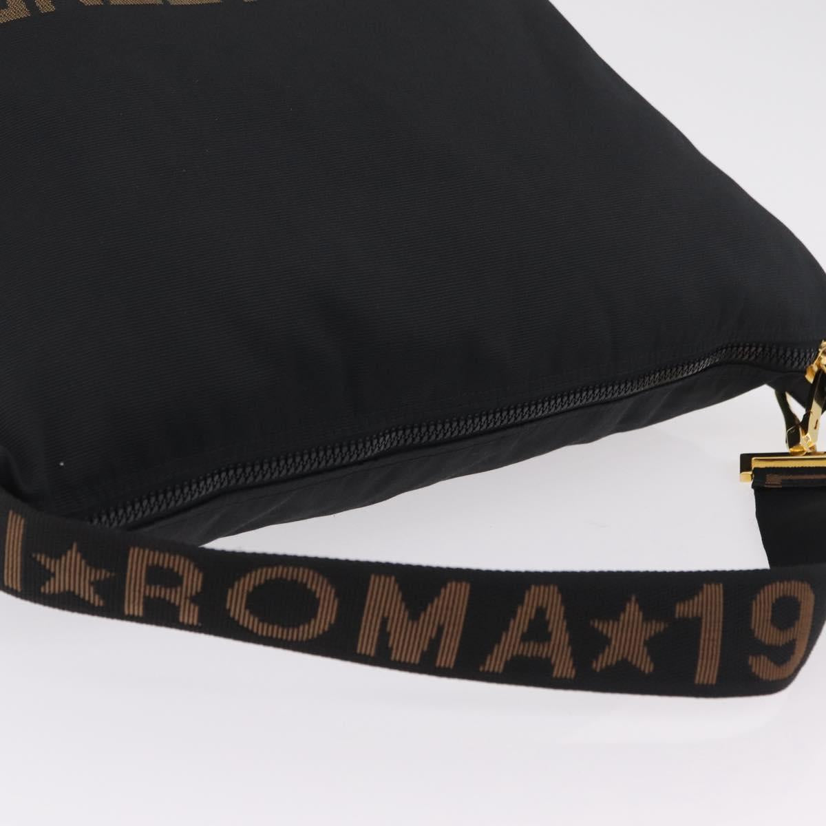 FENDI Shoulder Bag Canvas Black Gold Tone Auth mr3048A