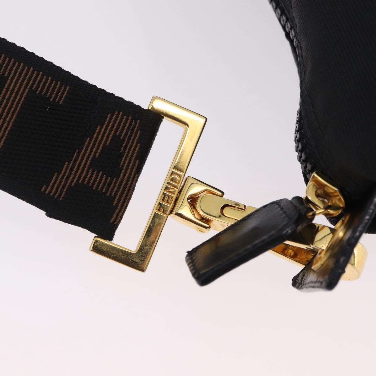 FENDI Shoulder Bag Canvas Black Gold Tone Auth mr3048A