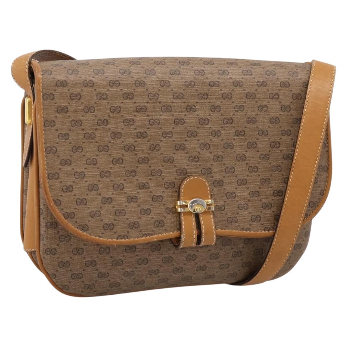 GUCCI Micro GG Shoulder Bag PVC Beige Gold Tone 001 406 1780 Auth mr3049