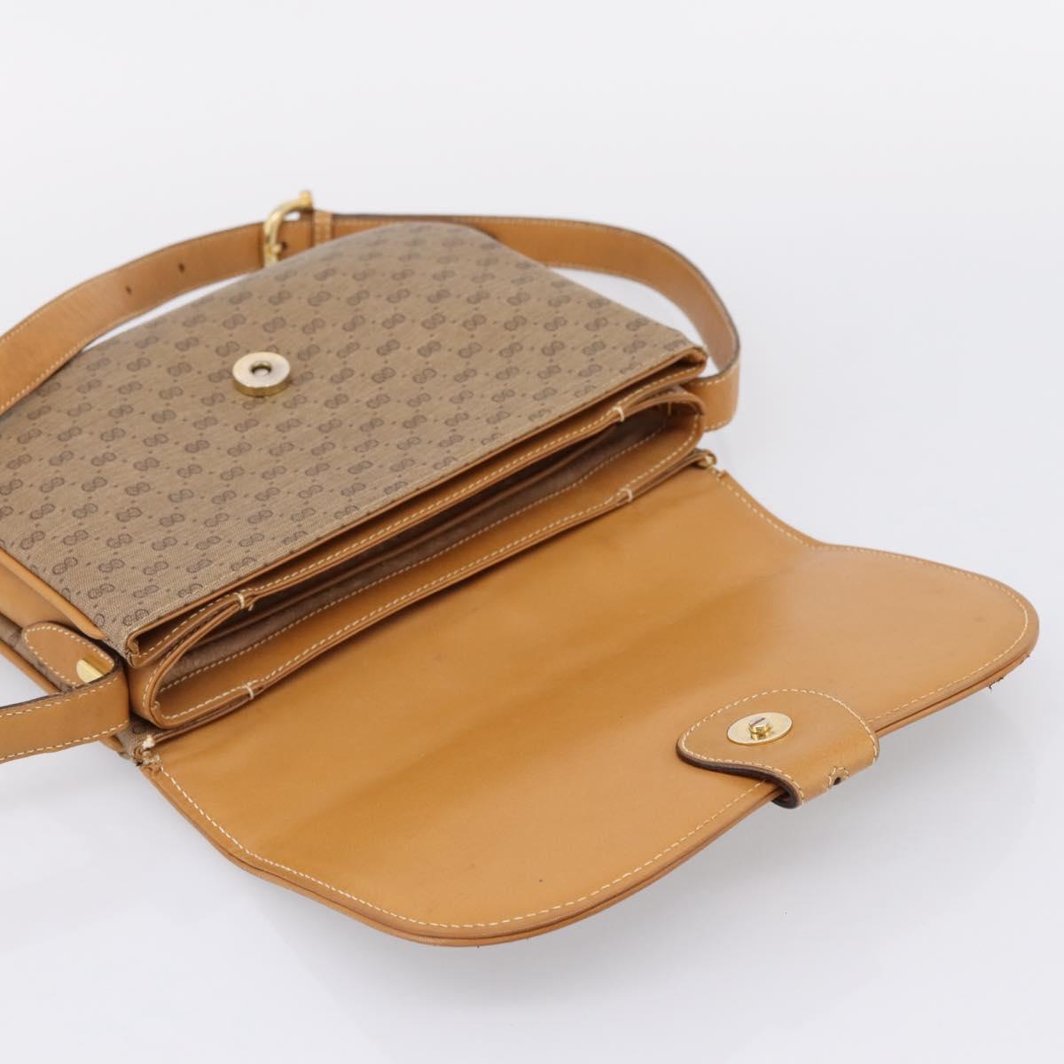GUCCI Micro GG Shoulder Bag PVC Beige Gold Tone 001 406 1780 Auth mr3049