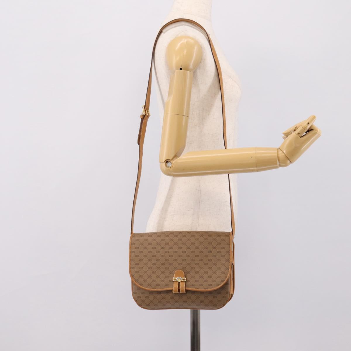 GUCCI Micro GG Shoulder Bag PVC Beige Gold Tone 001 406 1780 Auth mr3049