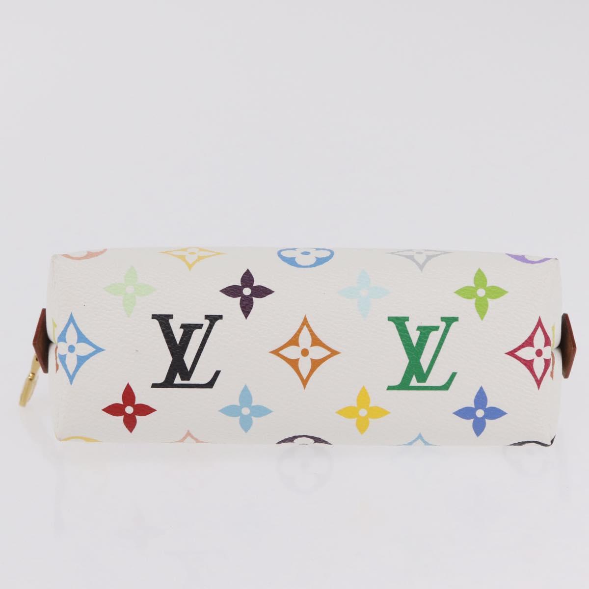 LOUIS VUITTON Monogram Multicolor Pochette Cosmetic PM White M47354 Auth mr3050V