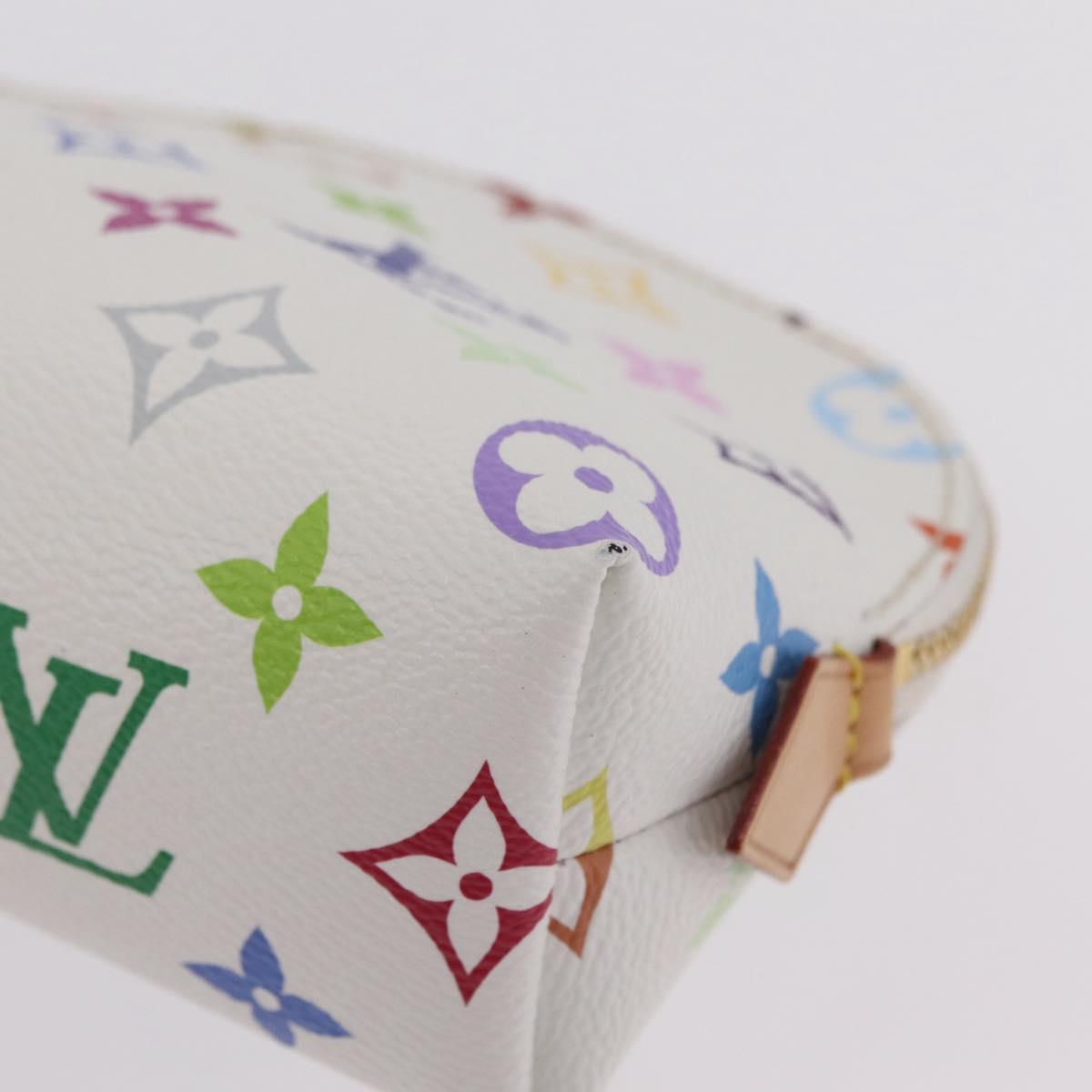 LOUIS VUITTON Monogram Multicolor Pochette Cosmetic PM White M47354 Auth mr3050V