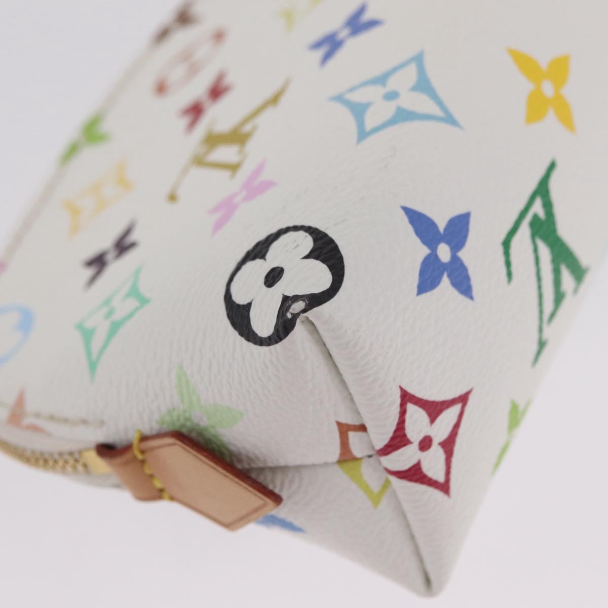 LOUIS VUITTON Monogram Multicolor Pochette Cosmetic PM White M47354 Auth mr3050V