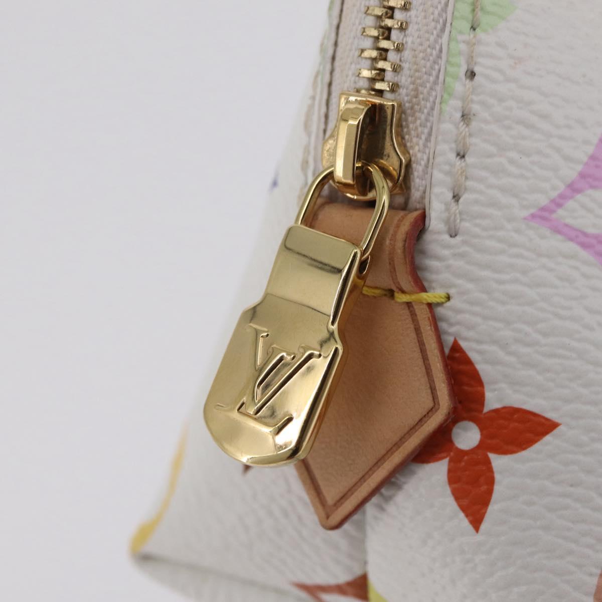 LOUIS VUITTON Monogram Multicolor Pochette Cosmetic PM White M47354 Auth mr3050V