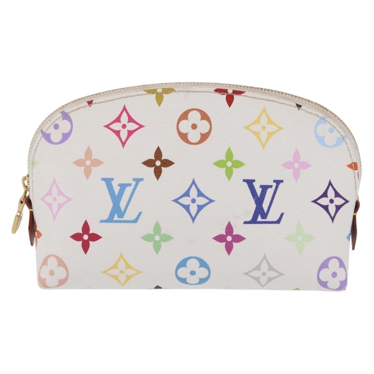 LOUIS VUITTON Monogram Multicolor Pochette Cosmetic PM White M47354 Auth mr3050V