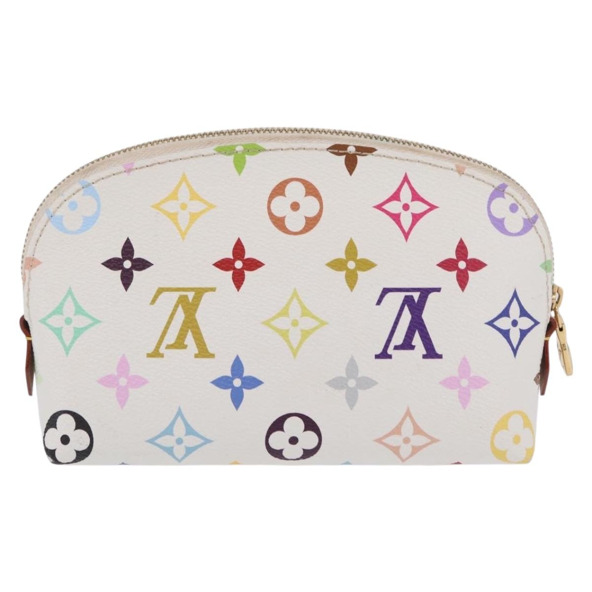 LOUIS VUITTON Monogram Multicolor Pochette Cosmetic PM White M47354 Auth mr3050V