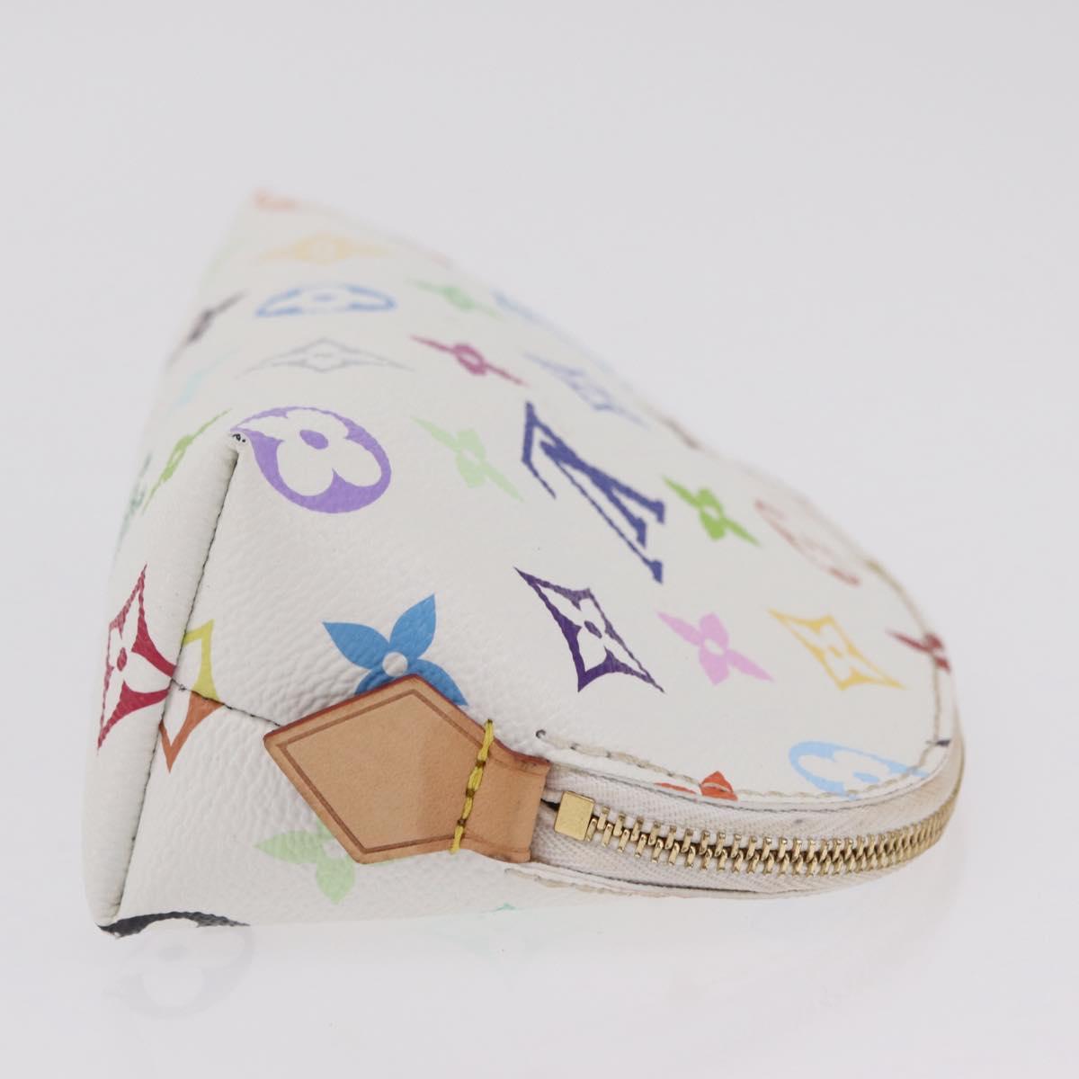 LOUIS VUITTON Monogram Multicolor Pochette Cosmetic PM White M47354 Auth mr3050V