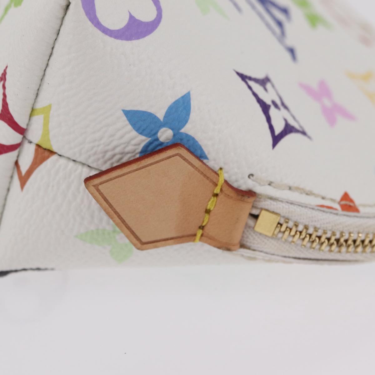 LOUIS VUITTON Monogram Multicolor Pochette Cosmetic PM White M47354 Auth mr3050V