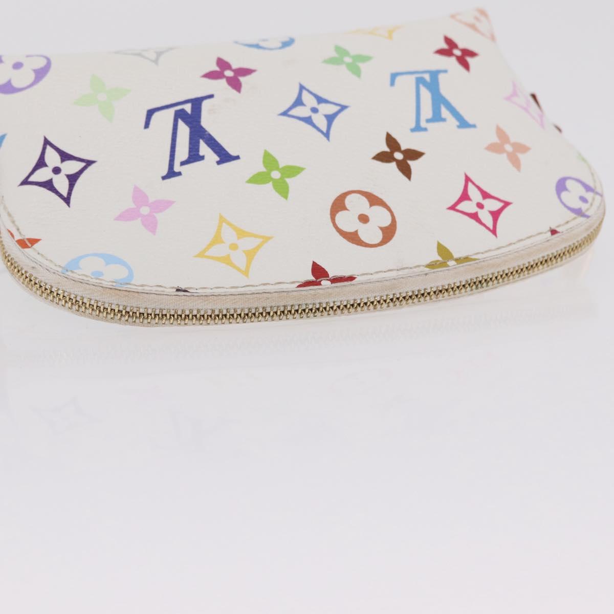 LOUIS VUITTON Monogram Multicolor Pochette Cosmetic PM White M47354 Auth mr3050V