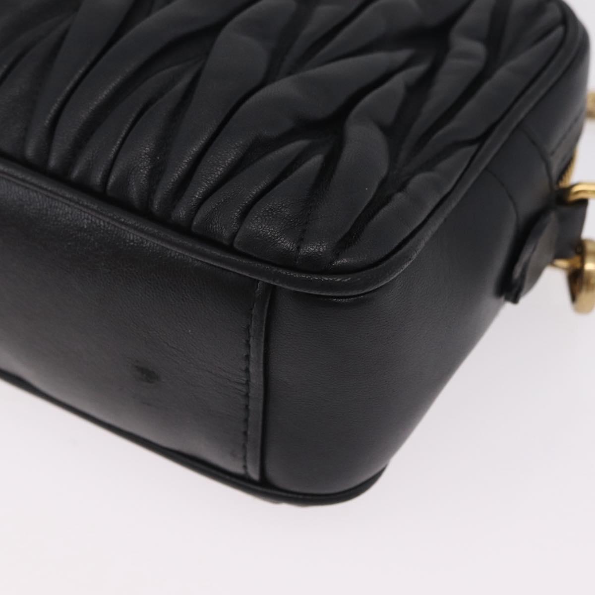 Miu Miu Chain Shoulder Bag Leather Black Gold Tone Auth mr3052V