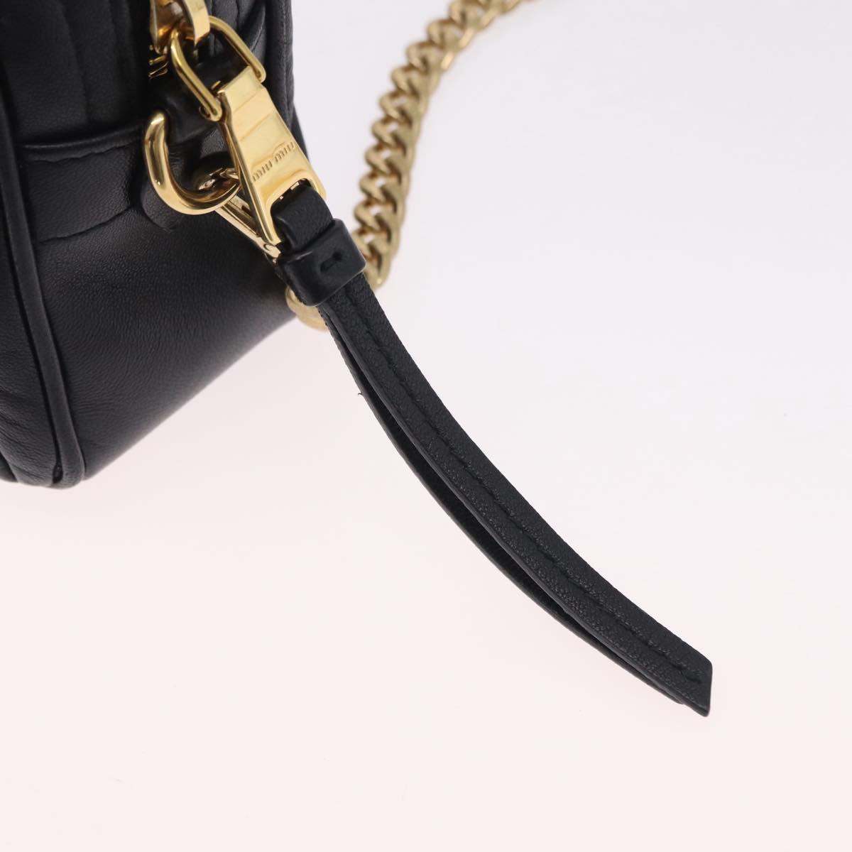 Miu Miu Chain Shoulder Bag Leather Black Gold Tone Auth mr3052V