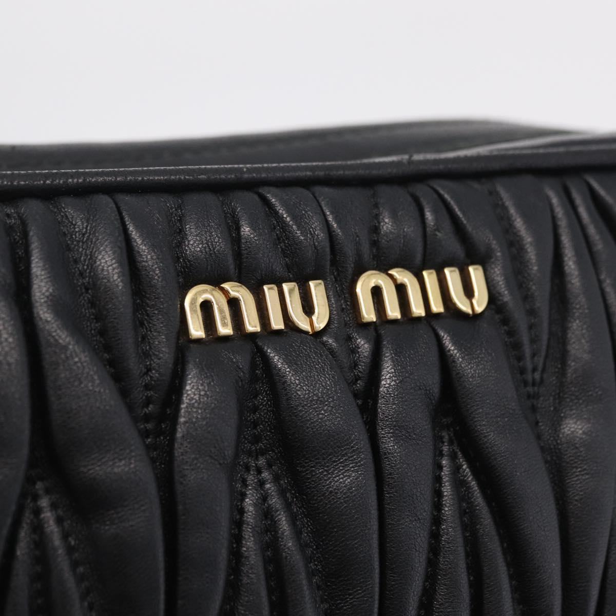 Miu Miu Chain Shoulder Bag Leather Black Gold Tone Auth mr3052V