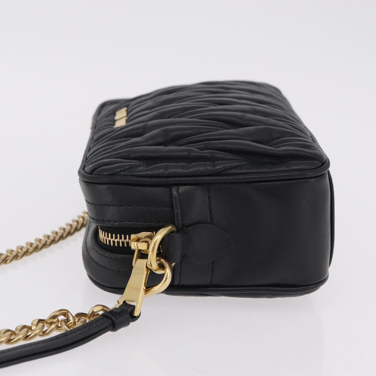 Miu Miu Chain Shoulder Bag Leather Black Gold Tone Auth mr3052V