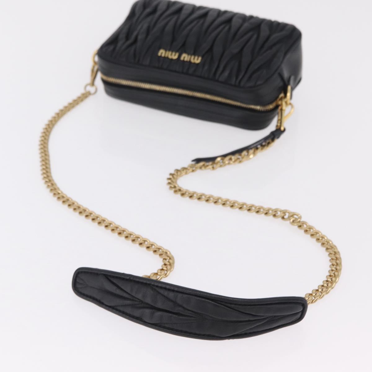 Miu Miu Chain Shoulder Bag Leather Black Gold Tone Auth mr3052V