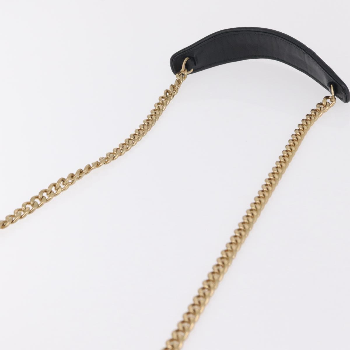 Miu Miu Chain Shoulder Bag Leather Black Gold Tone Auth mr3052V