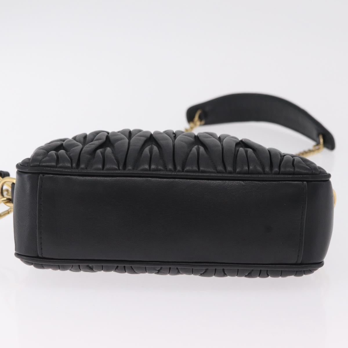 Miu Miu Chain Shoulder Bag Leather Black Gold Tone Auth mr3052V
