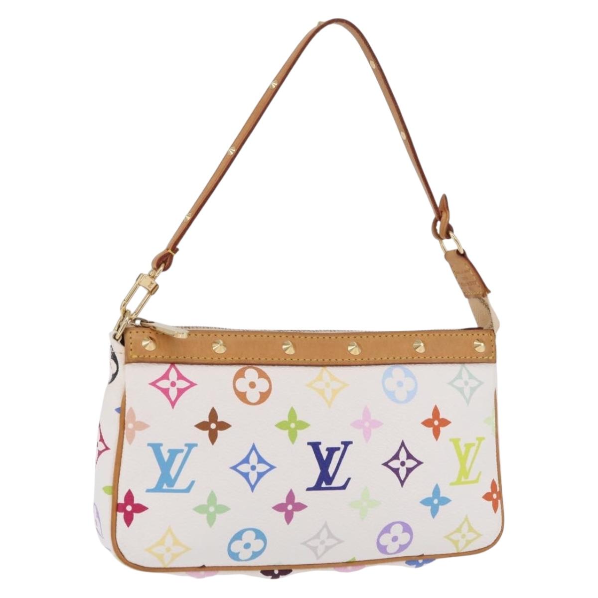 LOUIS VUITTON Monogram Multicolor Pochette Accessoires White M92649 Auth mr3053V