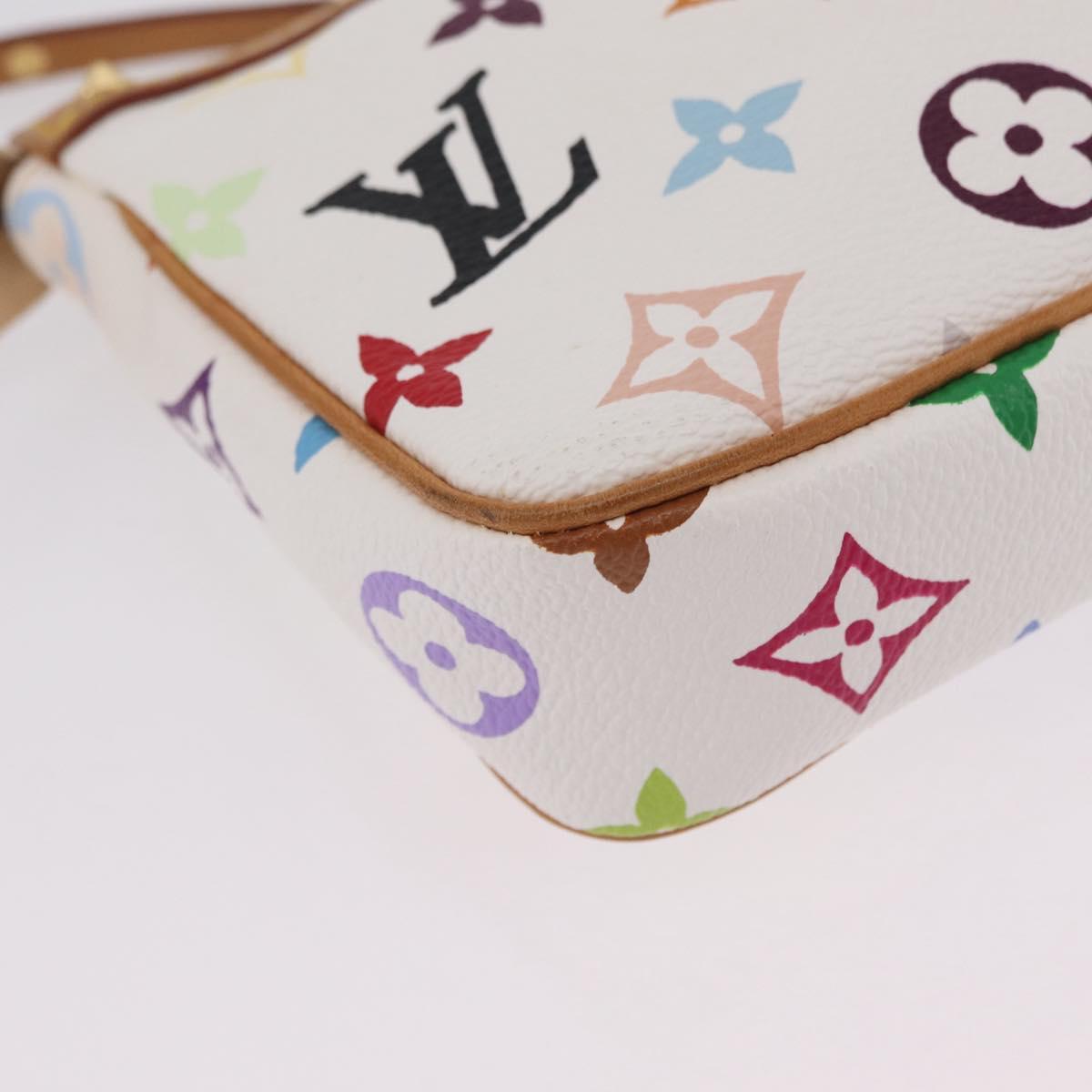 LOUIS VUITTON Monogram Multicolor Pochette Accessoires White M92649 Auth mr3053V