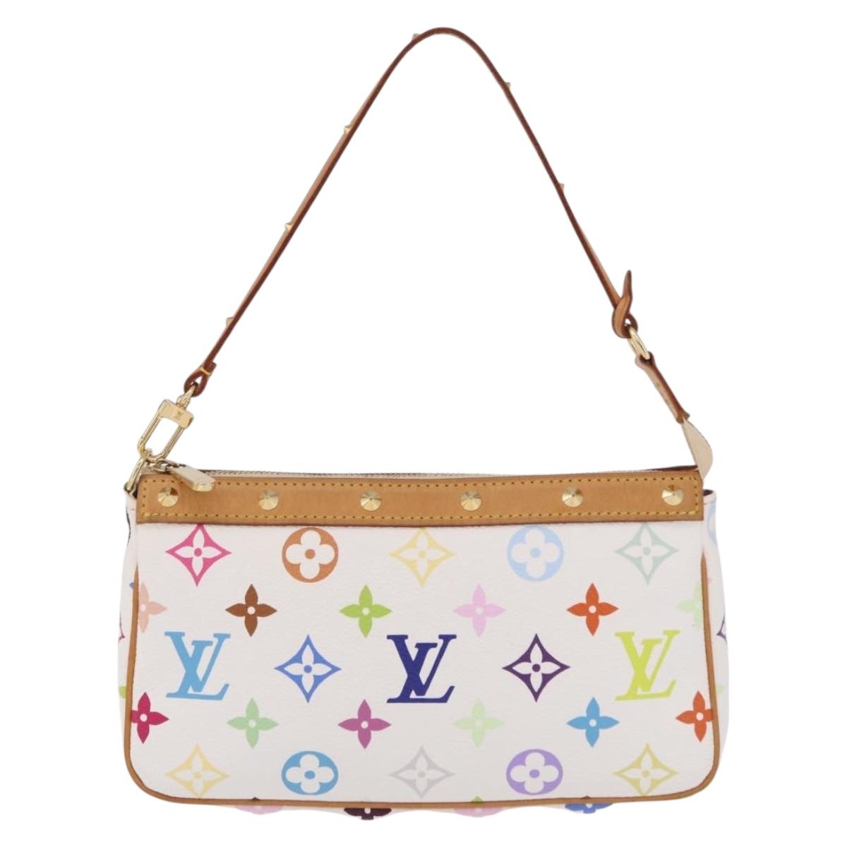 LOUIS VUITTON Monogram Multicolor Pochette Accessoires White M92649 Auth mr3053V