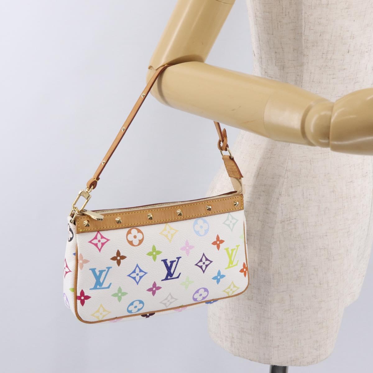 LOUIS VUITTON Monogram Multicolor Pochette Accessoires White M92649 Auth mr3053V