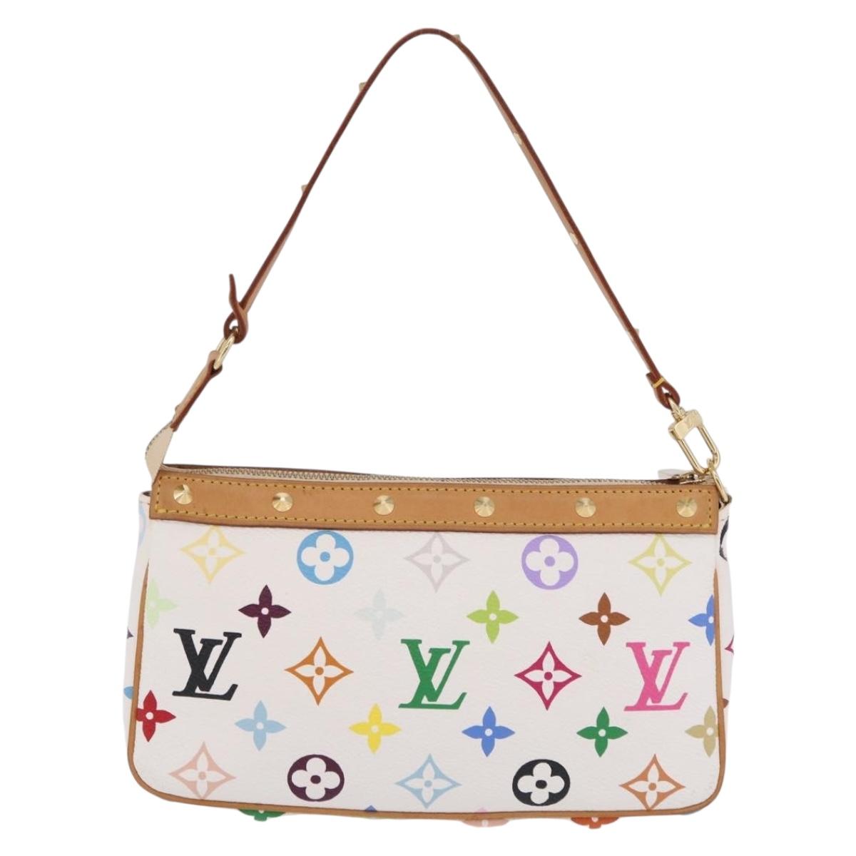LOUIS VUITTON Monogram Multicolor Pochette Accessoires White M92649 Auth mr3053V
