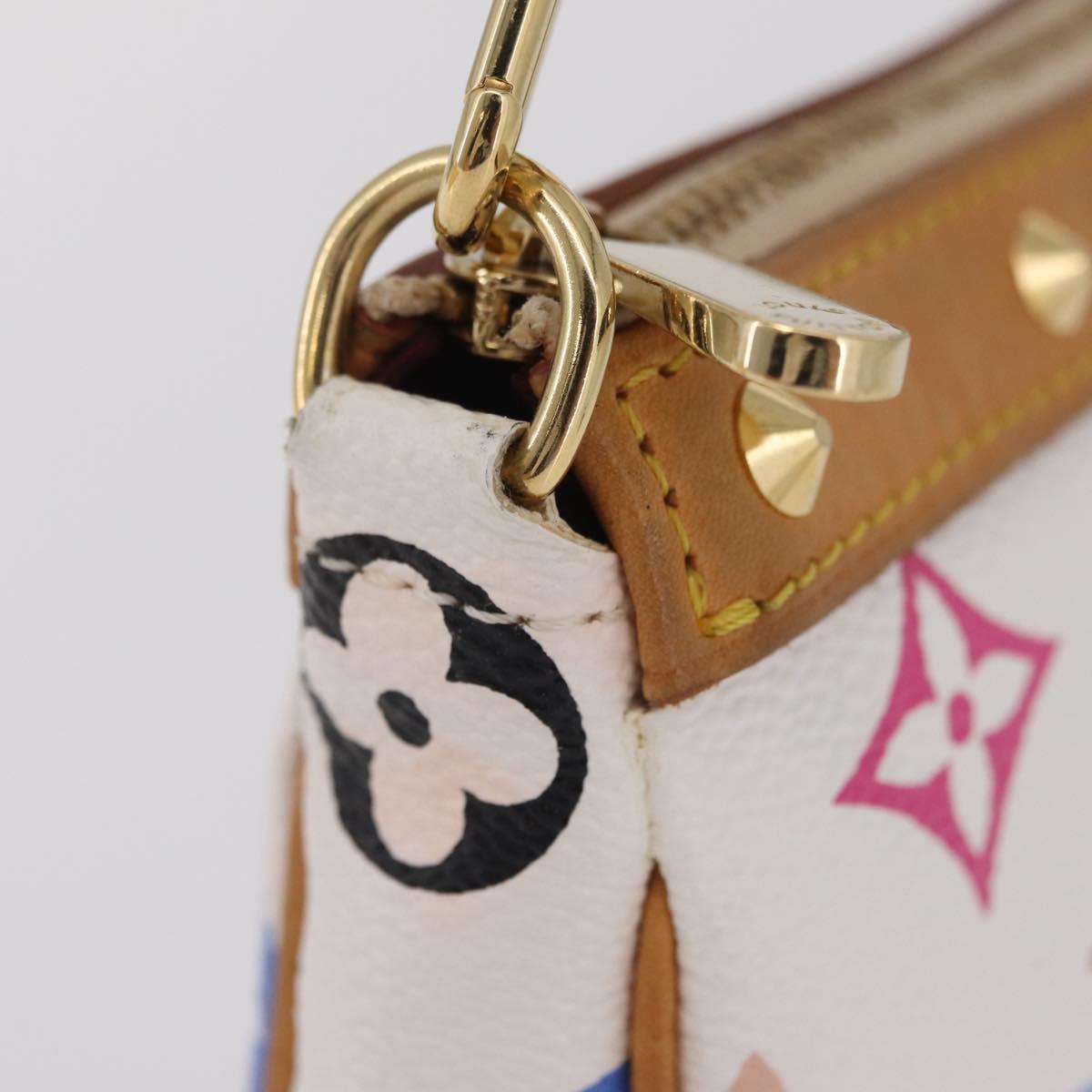LOUIS VUITTON Monogram Multicolor Pochette Accessoires White M92649 Auth mr3053V