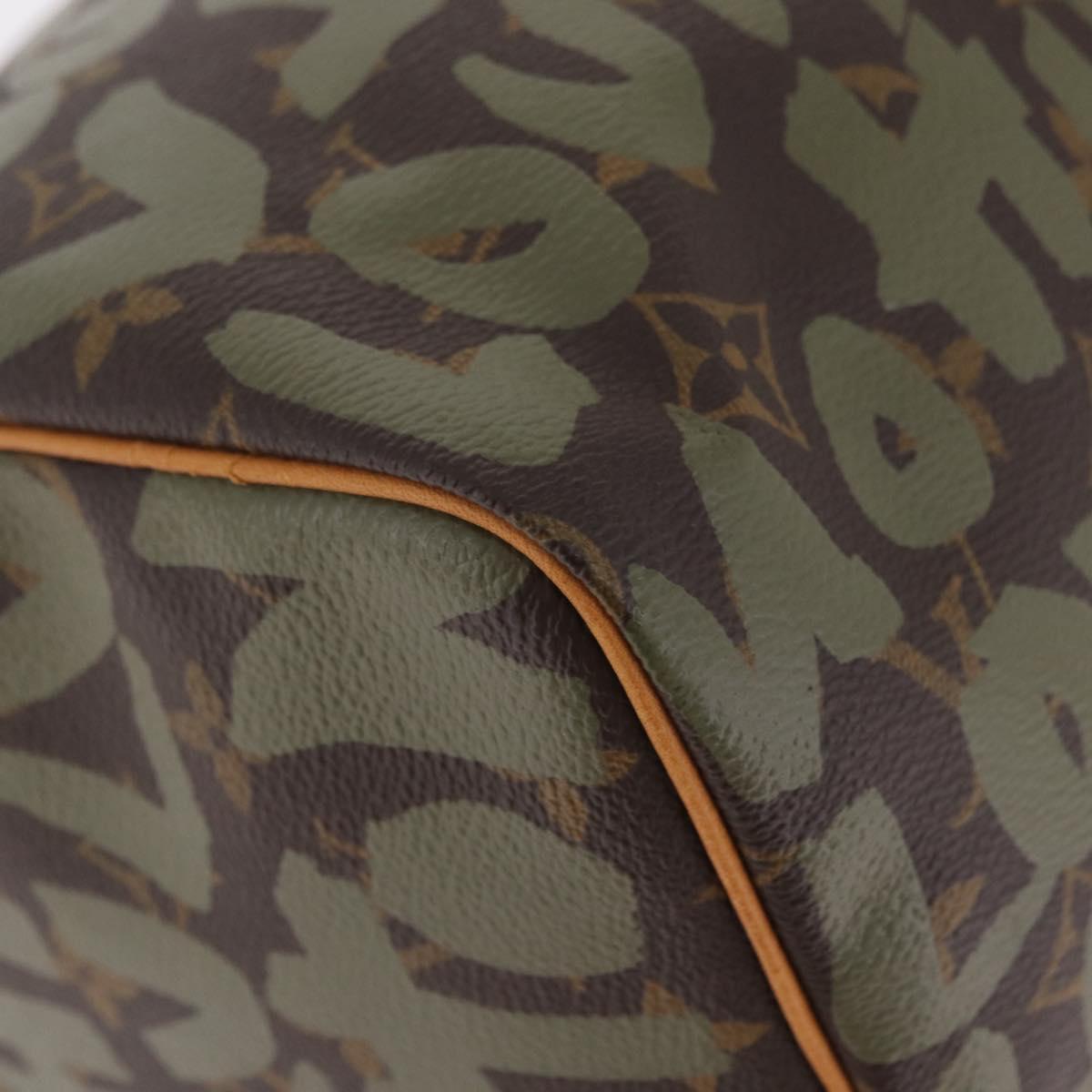 LOUIS VUITTON Monogram Graffiti Speedy 30 Hand Bag Khaki M92194 LV Auth mr3054SAV