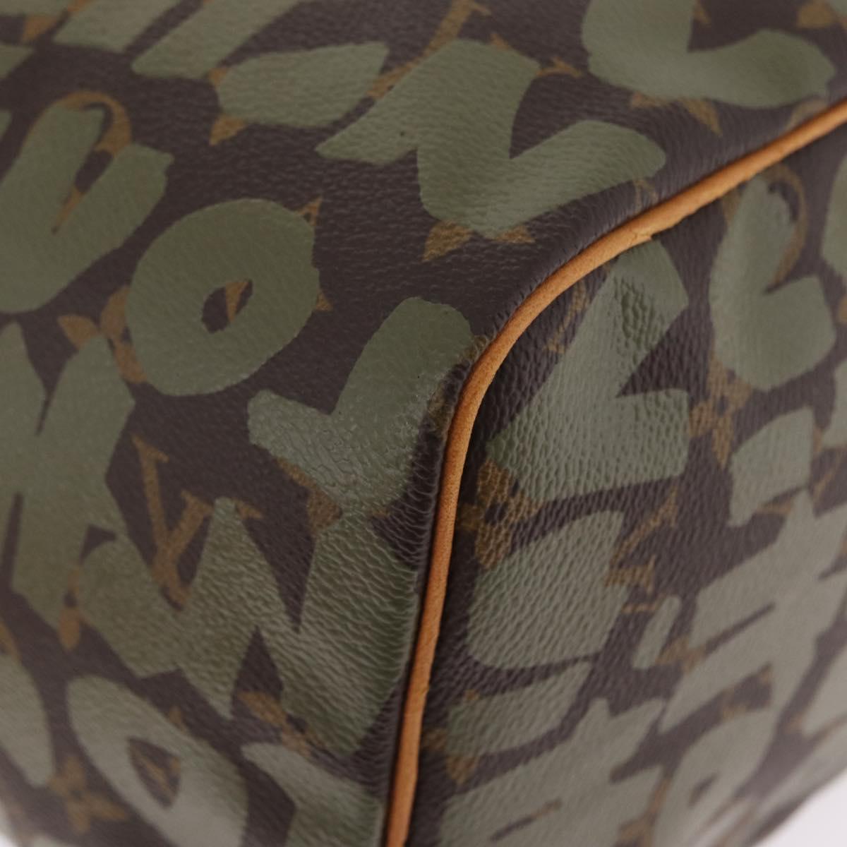 LOUIS VUITTON Monogram Graffiti Speedy 30 Hand Bag Khaki M92194 LV Auth mr3054SAV