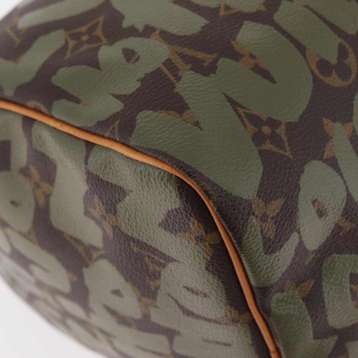 LOUIS VUITTON Monogram Graffiti Speedy 30 Hand Bag Khaki M92194 LV Auth mr3054SAV