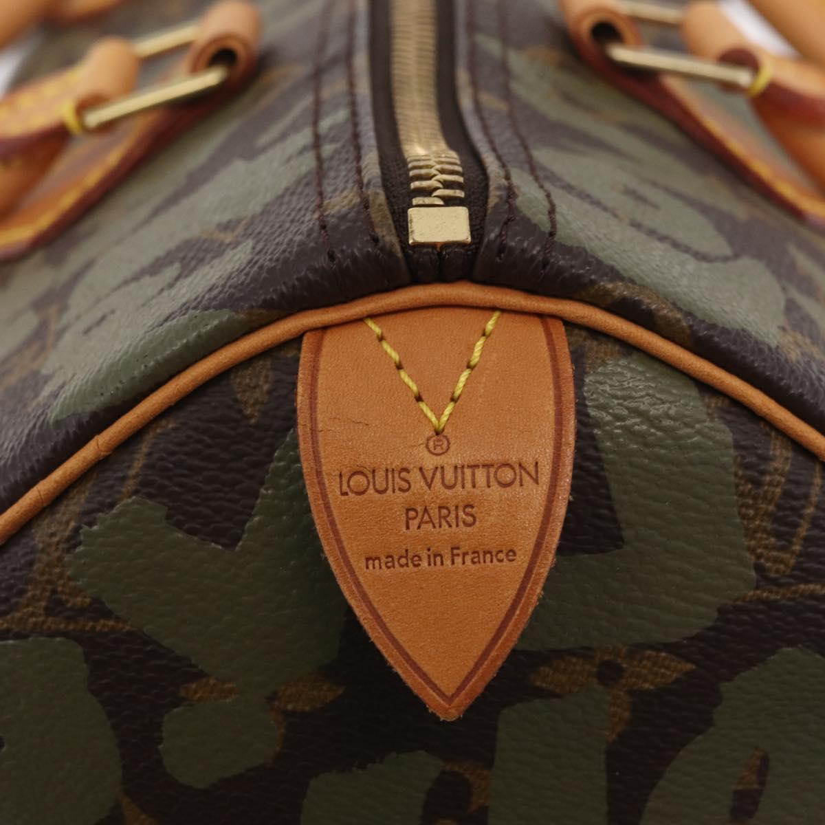LOUIS VUITTON Monogram Graffiti Speedy 30 Hand Bag Khaki M92194 LV Auth mr3054SAV