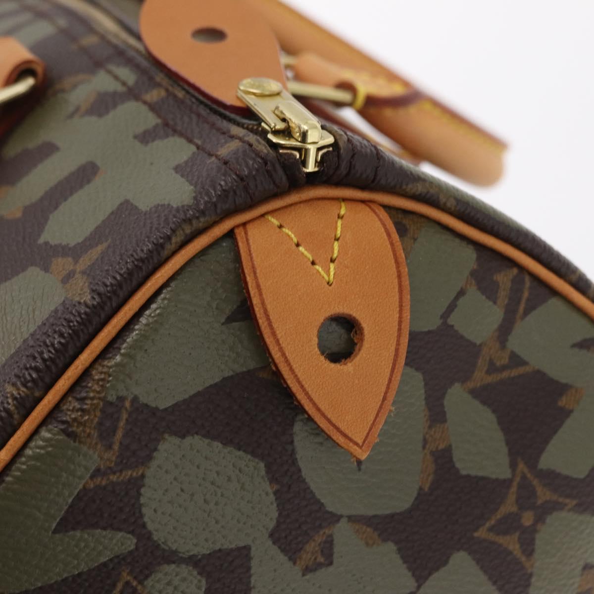 LOUIS VUITTON Monogram Graffiti Speedy 30 Hand Bag Khaki M92194 LV Auth mr3054SAV