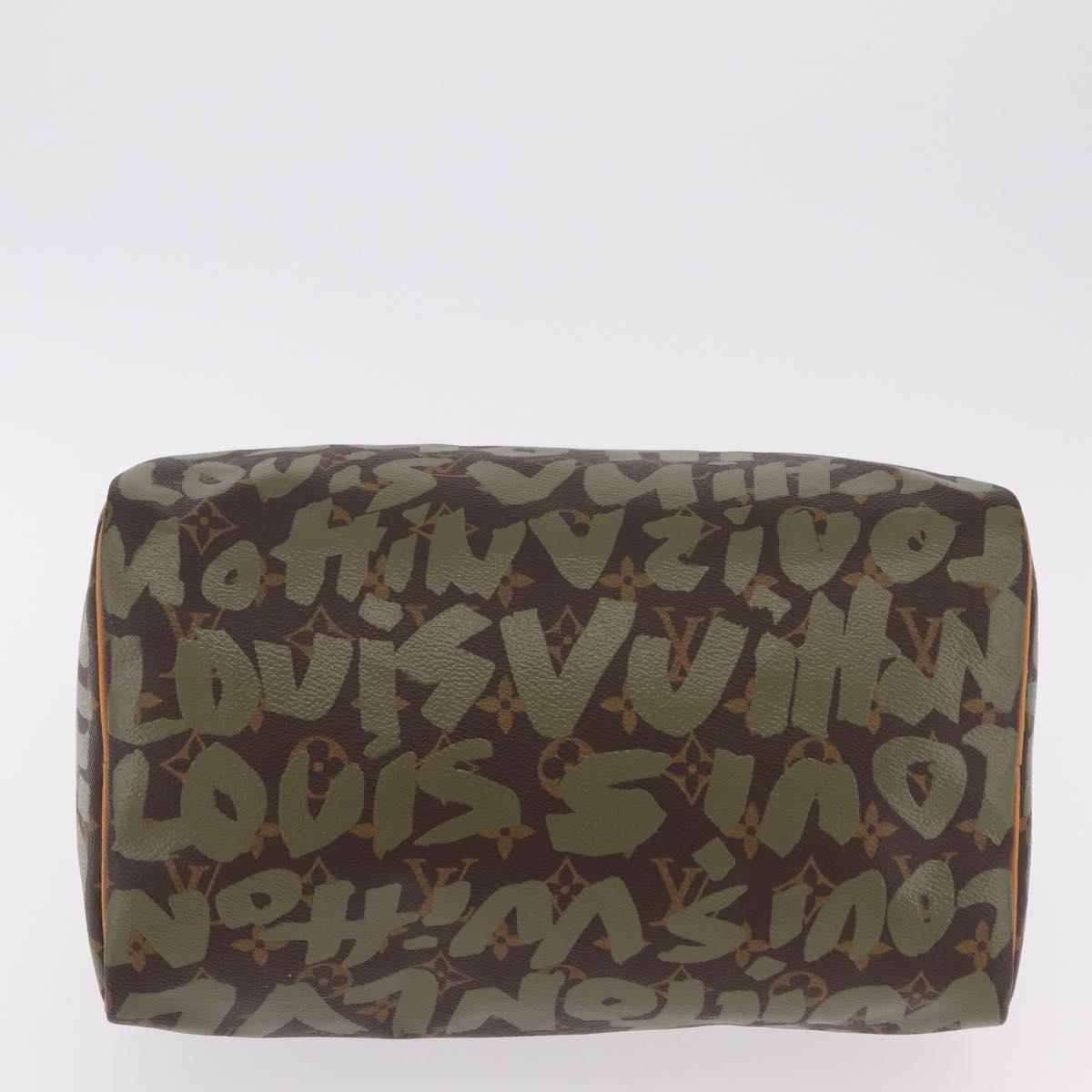 LOUIS VUITTON Monogram Graffiti Speedy 30 Hand Bag Khaki M92194 LV Auth mr3054SAV
