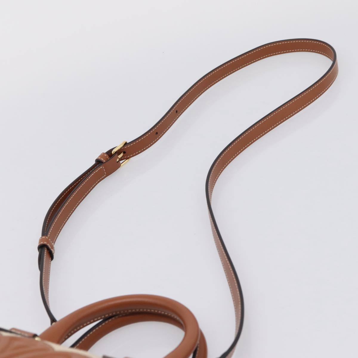 CELINE Hand Bag Canvas 2way Beige Gold Tone Auth mr3055V