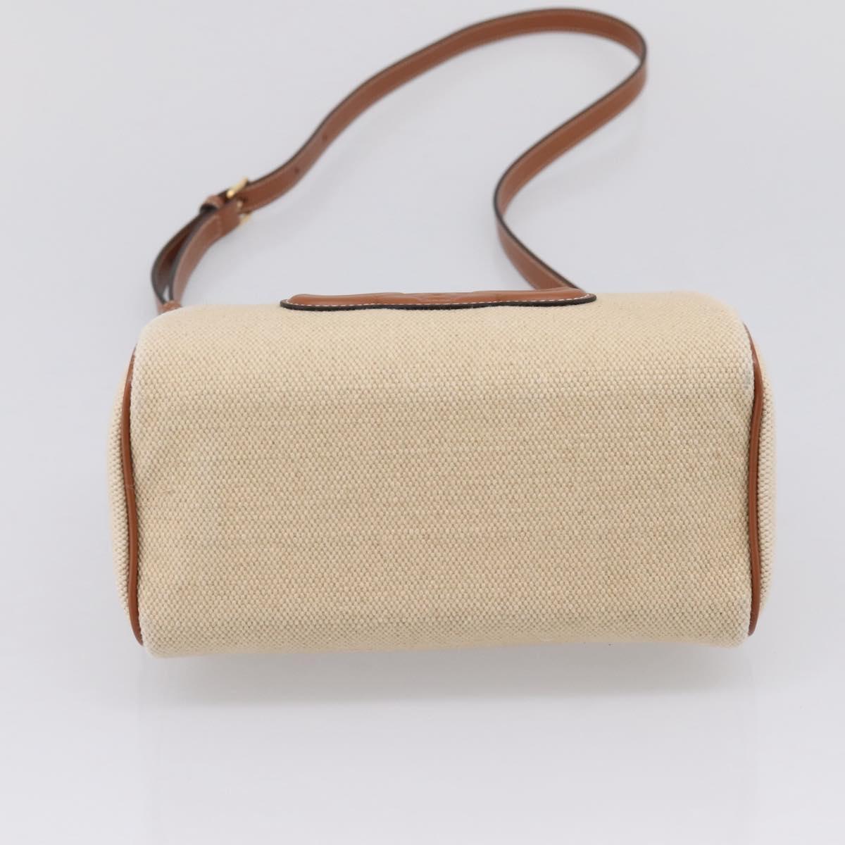 CELINE Hand Bag Canvas 2way Beige Gold Tone Auth mr3055V