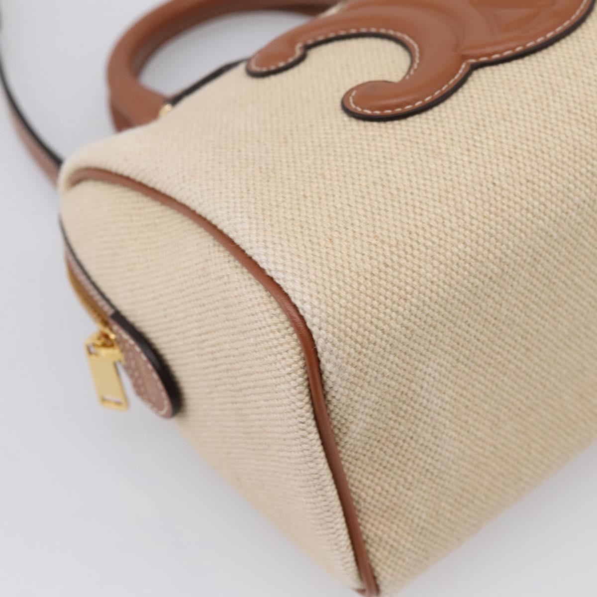 CELINE Hand Bag Canvas 2way Beige Gold Tone Auth mr3055V