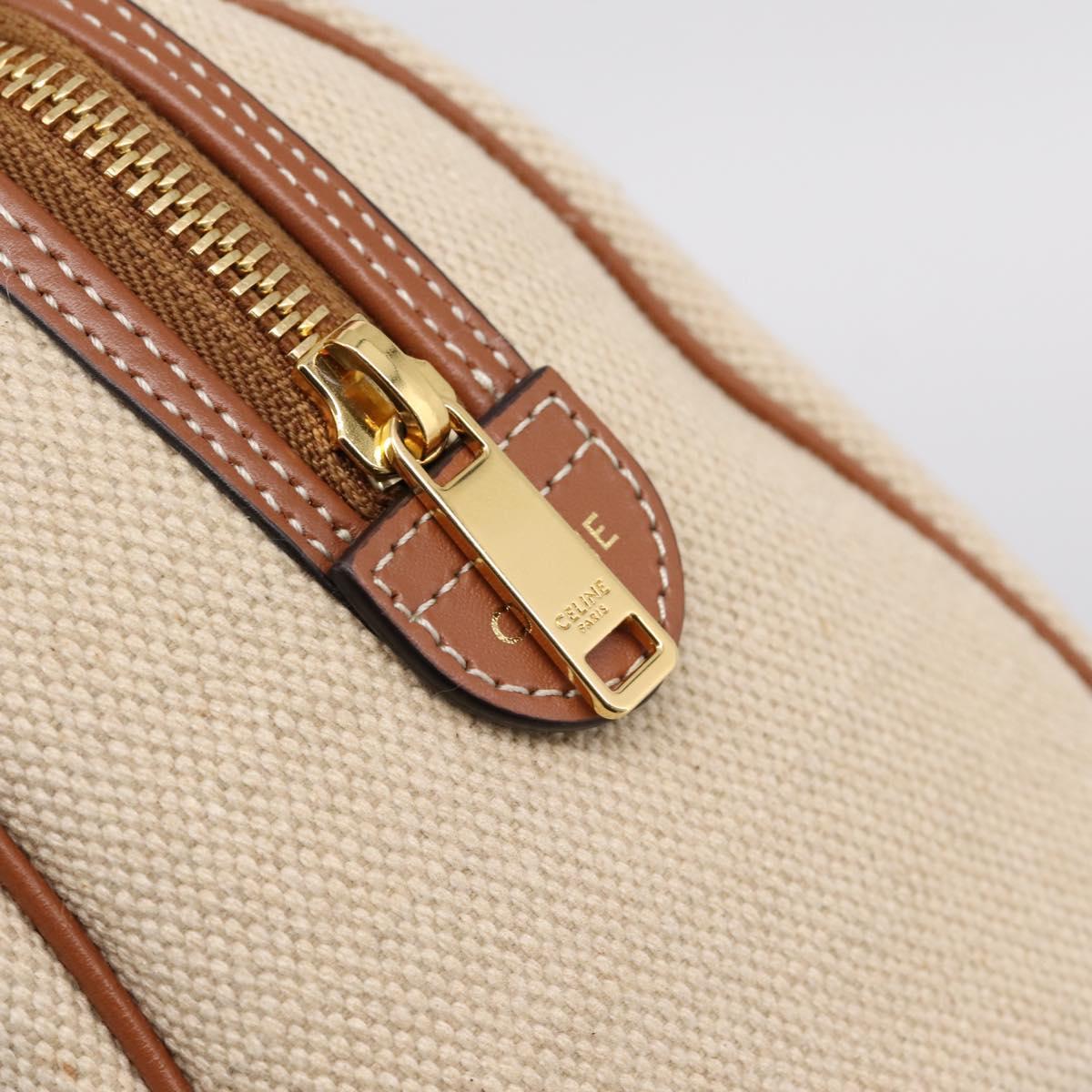 CELINE Hand Bag Canvas 2way Beige Gold Tone Auth mr3055V