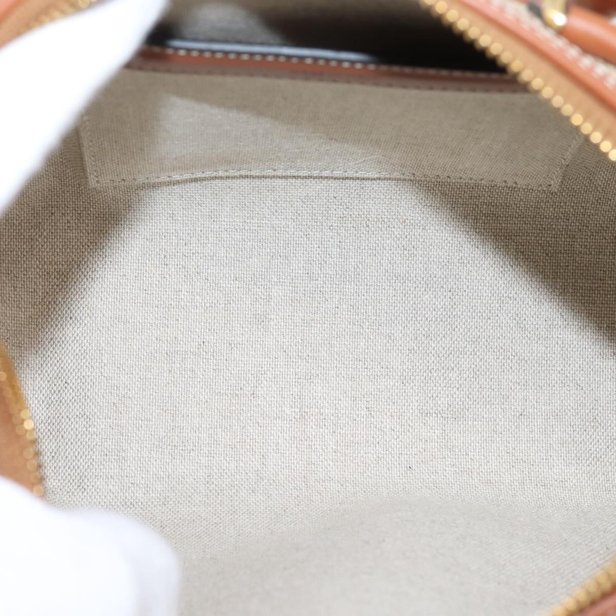 CELINE Hand Bag Canvas 2way Beige Gold Tone Auth mr3055V